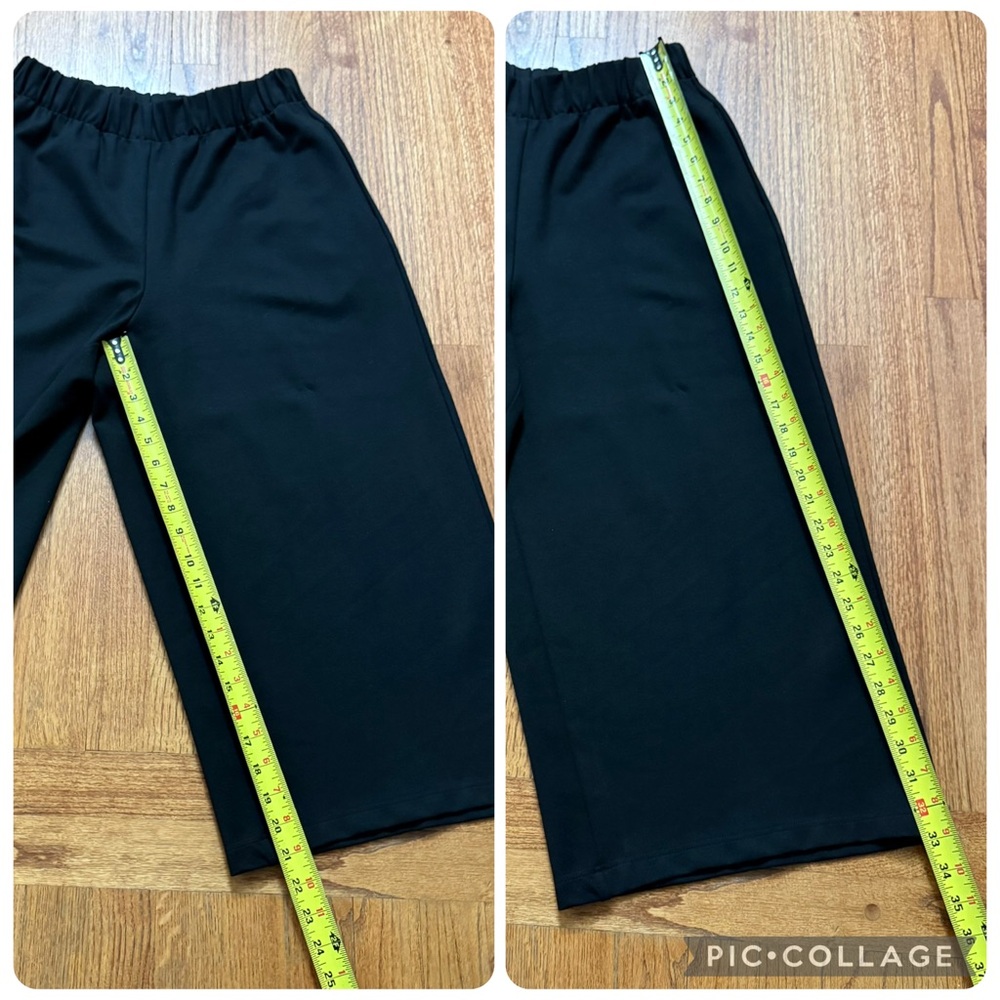 Planet by Lauren G wide leg crop pants with elastic waist in black size 1 - Picture 11 of 12